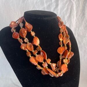 Handcrafted paprika colored Shell Necklace